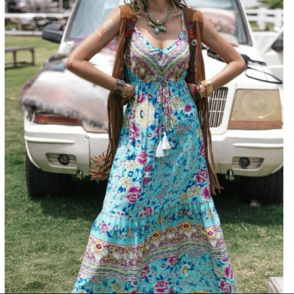 Boho floral print drawstring waist cami dress - Picture 11 of 16